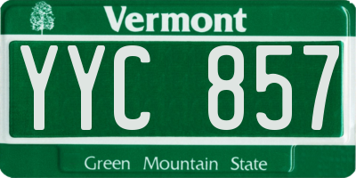 VT license plate YYC857