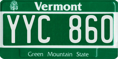 VT license plate YYC860