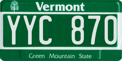 VT license plate YYC870