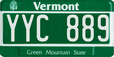 VT license plate YYC889