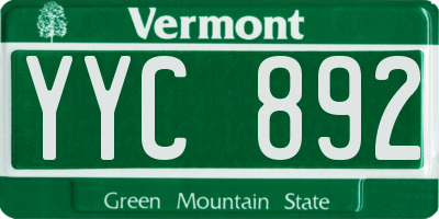 VT license plate YYC892