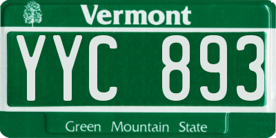 VT license plate YYC893