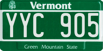 VT license plate YYC905