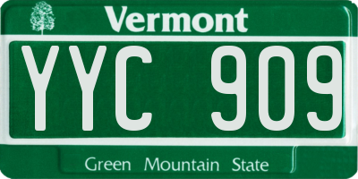 VT license plate YYC909