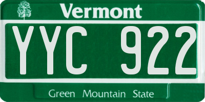 VT license plate YYC922