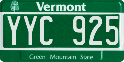 VT license plate YYC925
