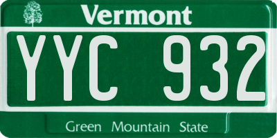 VT license plate YYC932