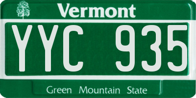 VT license plate YYC935