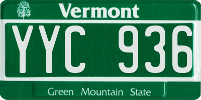 VT license plate YYC936