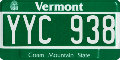 VT license plate YYC938