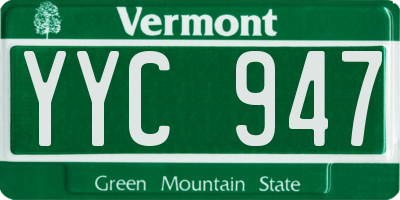 VT license plate YYC947