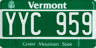 VT license plate YYC959