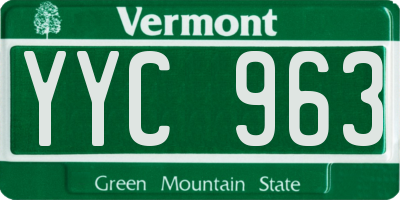 VT license plate YYC963