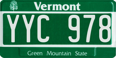 VT license plate YYC978