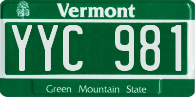 VT license plate YYC981