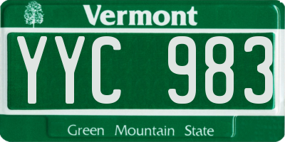 VT license plate YYC983