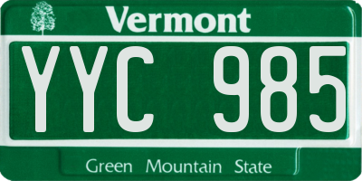 VT license plate YYC985