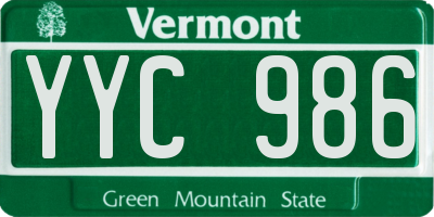 VT license plate YYC986