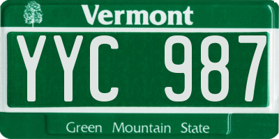VT license plate YYC987