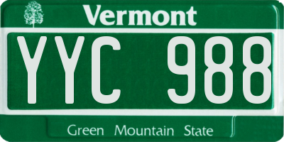 VT license plate YYC988
