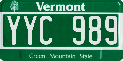 VT license plate YYC989