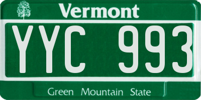 VT license plate YYC993