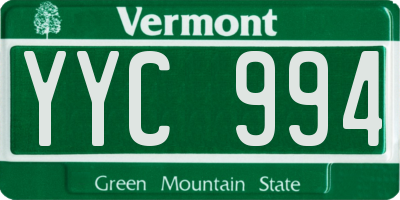VT license plate YYC994
