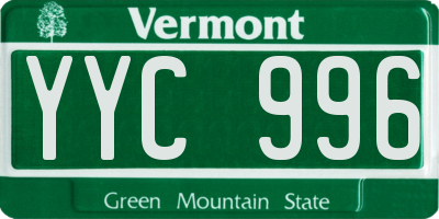 VT license plate YYC996