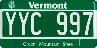 VT license plate YYC997
