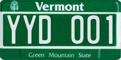 VT license plate YYD001