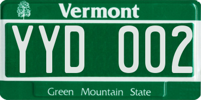 VT license plate YYD002