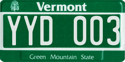 VT license plate YYD003