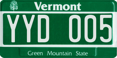 VT license plate YYD005