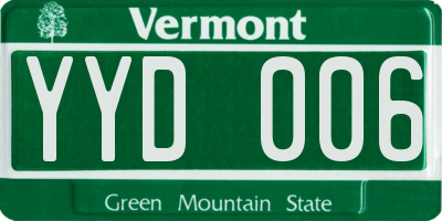 VT license plate YYD006