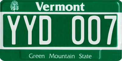 VT license plate YYD007