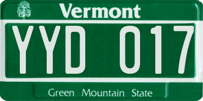 VT license plate YYD017