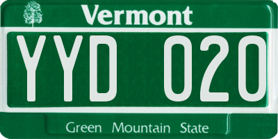 VT license plate YYD020