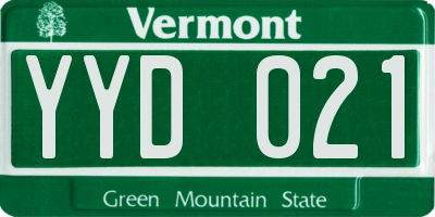 VT license plate YYD021