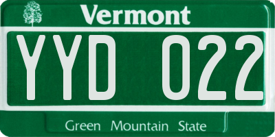 VT license plate YYD022