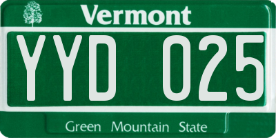 VT license plate YYD025
