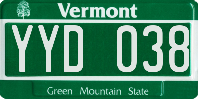 VT license plate YYD038