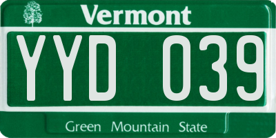 VT license plate YYD039