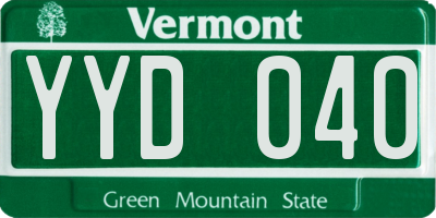 VT license plate YYD040