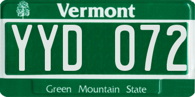 VT license plate YYD072