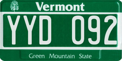 VT license plate YYD092