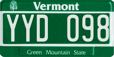 VT license plate YYD098