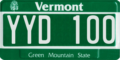 VT license plate YYD100