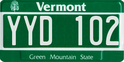 VT license plate YYD102