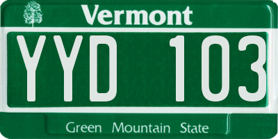 VT license plate YYD103