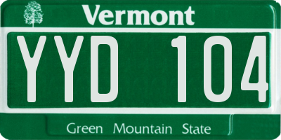 VT license plate YYD104